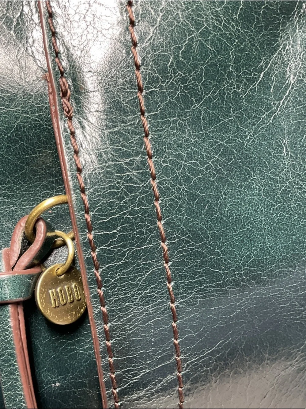 Hobo International Beckon Leather Half Moon Shoulder Bag Green Retro Elegant - Picture 2 of 10